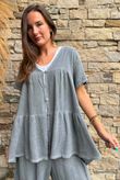 Lina Linen Blend Smock Over Shirt Washed Charcoal